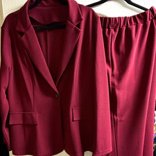 SHEIN Curve Women’s Plus 2XL Burgundy 2pc Pant Suit Jacket & Pants Set picture