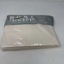 VNTG NOS HOME CONCEPTS Full SIZE FITTED SHEET NO-IRON LUXURY 180 PERCALE IVORY picture