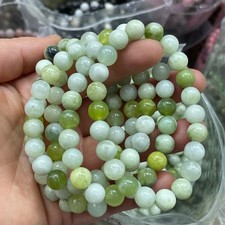 10pcs 8mm Natural Xiu jade Green Grape Color with White Round bead bracelet picture