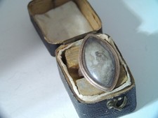 ANTIQUE 1783 GEORGIAN 9K GOLD  SEPIA PORTRAIT MOURNING RING 7 3/4 w BOX picture