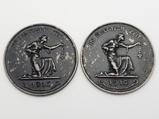 (Two) 1916 Berlin WWI Germany Reichsbank In Eiserner Zeit Patriotic Iron Medals picture
