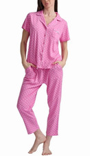 Karen Neuburger Women's Notch Collar 2-Piece Pajama Set Pink Size M picture