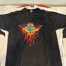 90s Vintage  t shirt Harley Davidson  Large Eagle Flames  Las Vegas #81 picture