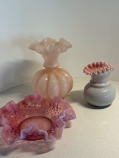 vintage fenton  dusty rose glass 3 pieces picture