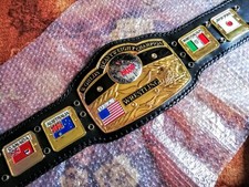NWA DOMED GLOBE WORLD HEAVYWEIGHT CHAMPIONSHIP BELT ADULT SIZE 4MM ZINC picture