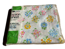 Vintage NOS Grants Home No Iron Sheet One twin flat sheet Floral Trellis  picture
