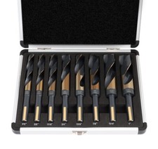 8pc ATE PRO BLACK & GOLD COBALT SILVER & DEMING HSS JUMBO DRILL BIT SET 9/16-1