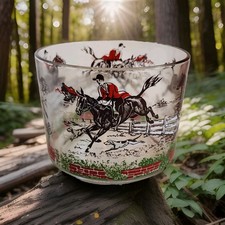 Vintage Hazel Atlas Fox Hunters Ice Bucket 1950s picture