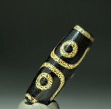 Rare Pre-1800s Indo/Tibetan Old Agate 3 Eye Dzi Bead 14*43mm 14.6grams picture