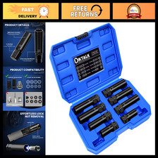 8PCS Universal Spline Lug Nut Socket Set - Wheel Lock Removal Tool & Key Kit 5/6 picture