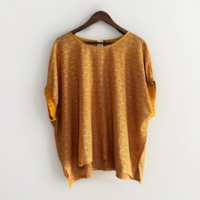 Anthropologie Akemi Kin Slouchy Top Boho Oversized Mustard Bratton Lace Med/Lg picture