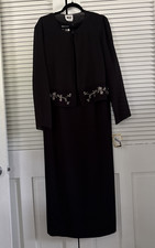 Vtg Leslie Fay 2 Piece Jacket Dress Womens 14 Black Sheer Sleeveless Formal NWT picture