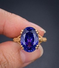 Vintage Tanzanite Ring 925 Sterling Silver Oval Cut Tanzanite Ring picture