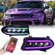 4 Bulbs Full RGB Headlights For 2015-2023 Dodge Charger 2016 Facelift SINDAR picture