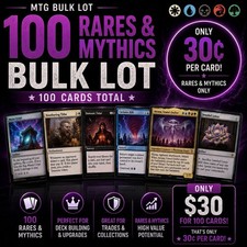 MTG 100 Card Bulk Lot - 100  Magic: The Gathering Rares/Mythics picture
