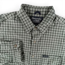 Vintage Abercrombie & Fitch Shirt Mens L Green Plaid Long Sleeve Y2K A&F picture