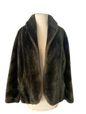 VTG Elegance By Malden Limited Women's Brown Faux Fur Coat Union Made READ picture
