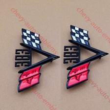 2PCS Black Red Fits  1960s Universal 383 Cross Flag Fender Emblem Style Trim picture