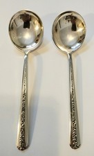 TOWLE Rambler Rose 2 Sterling Silver 1937 cream soup spoons (Round, Pair) VGC  picture