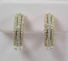 1.50Ct Lab Created Diamond Women Hoop Earrings 14K Two Tone Gold Finish picture