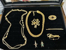 Vintage Lot Of 8 Costume Gold Tone Jewelry Monet 1928 KISS picture