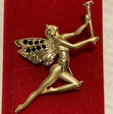 Danecraft signed Fairy Brooch Pin with Black Round Rhinestone vintage 1990s picture
