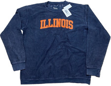 Pressbox XL X-Large Navy Illinois Fighting Comfy Cord Vintage Wash Pullover Blue picture