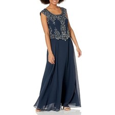 J Kara Beaded Long Dress 18 Plus Navy picture
