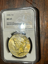 1935 Peace Dollar MS63 Toner Yellow,Gold,Amber picture