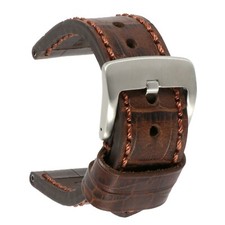New 24mm Leather Strap Antique Brown Watch Band for INVICTA Heavy Duty Buckle V picture