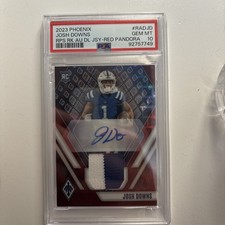 2023 Panini Phoenix Josh Downs RPS Rookie Auto Jersey Red Pandora /25 PSA 10 picture