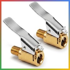 2 Pack Tire Air Chuck Brass Clip On Lock Inflator Adapter Schrader Valve picture