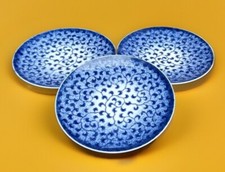 Arita Ware Fukagawa Seiji Small Blue White Plates Set Of 3 Vintage picture