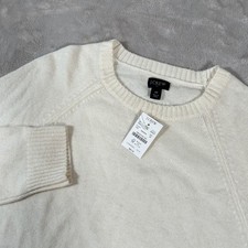 NWT J. Crew Crewneck Sweater Mens Medium Cream Lambs Wool Fisherman Golf New picture