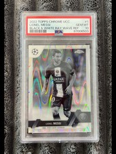 Lionel Messi 2022-23 Topps Chrome UCC Black & White Refractor PSA 10 picture