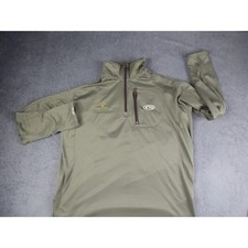 Drake Waterfowl Systems Mens Large Olive Green Grid Fleece 1/4 Zip Pullover picture