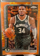 Topps 2024-25 Chrome Giannis Antetokounmpo Bucks Orange /25 #137 picture