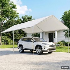 Outsunny 10'x20' Carport Outdoor Heavy Duty Galvanized Car Canopy White picture