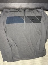 Travis Mathew Men XXL Balboa Chest Stripe Quarter Zip Golf Pullover Gray LN picture