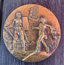 Vintage Bronze Medallion.  David & Goliath. A. Canedo.  Portugal.  Very Nice picture