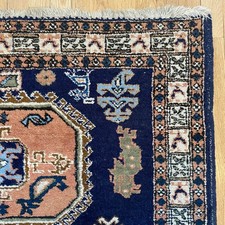 Vintage Rug 3' 9 x 5' 4 Blue Hand Knotted Tribal Wool Boho Oriental Rug picture