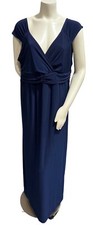 NY Collection Womens Navy Sleeveless Maxi Evening Empire Waist Dress Plus 1X New picture