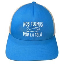 Nos Fuimos Por La Isla Snapback Trucker Hat Blue One Size Mesh Back picture