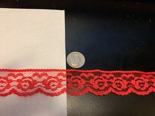 1 & 1/4 inch red lace with scallop edge and floral detail, 2 yard piece picture