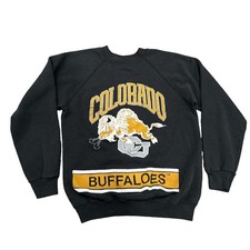 VTG 80s/90s University of Colorado buffaloes puff print black crewneck Mens M picture