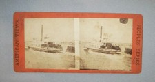 Old Antique Vtg Ca 1870s Brooklyn Ferry Boat NY Stereoview Photo Card picture