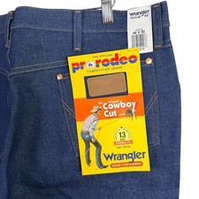 Vintage Wrangler Pro Rodeo Cowboy Cut Jeans Mens 42x32 Blue 13MWZ Rigid Denim picture