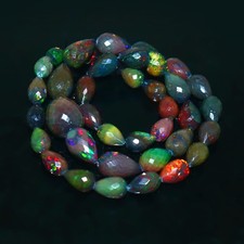 112Cts Natural Black Ethiopian Opal Teardrop Beads Opal Briolette OB34 picture