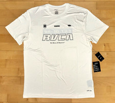 New Mens RVCA ANP Flint Crew Athletic Performance UPF +50 MMA Shirt Cream Sz L picture