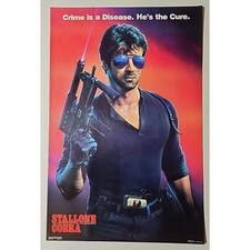Vintage 1986 Stallone Cobra Movie Poster Warner Bros No 57 NOS 32